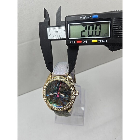 Betsey Johnson Abalone Dial Crystals Iridescent Purple Womens Watch New Battery